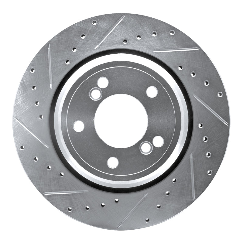 R1 Concepts 00-06 BMW M5 Rear Left Drilled & Slotted Silver Brake Rotor
