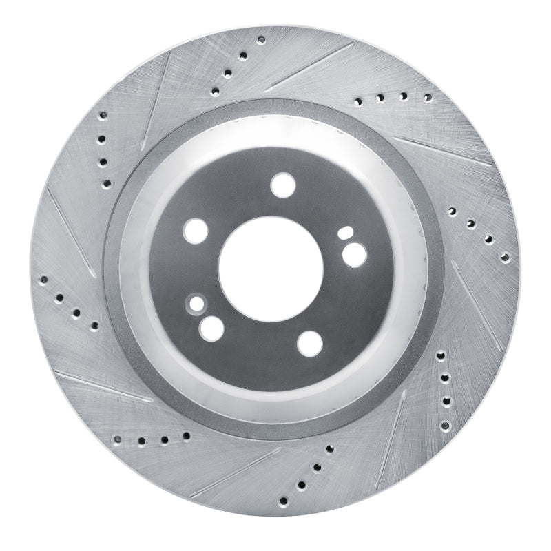 R1 Concepts 14-21 Mercedes-Benz S550E Rear Left Drilled & Slotted Silver Brake Rotor