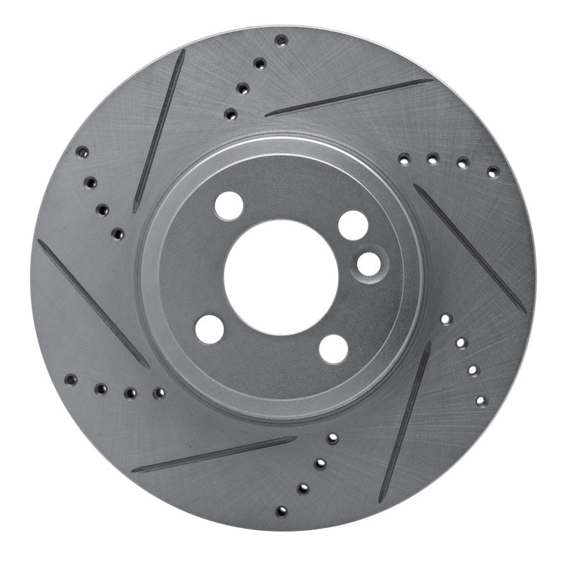 R1 Concepts 07-15 Mini Cooper (Excl Clubman) Front Left Drilled & Slotted Silver Brake Rotor