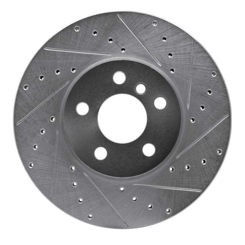 R1 Concepts 16-24 Mini Cooper Clubman Front Right Drilled & Slotted Silver Brake Rotor