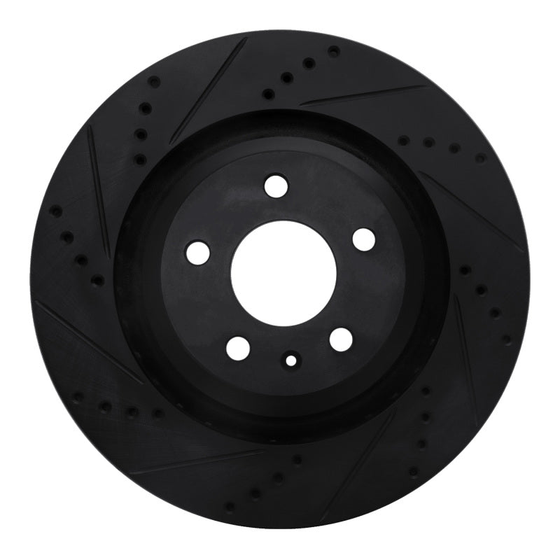 R1 Concepts 07-11 Audi S6 Rear Left Drilled & Slotted Black Brake Rotor