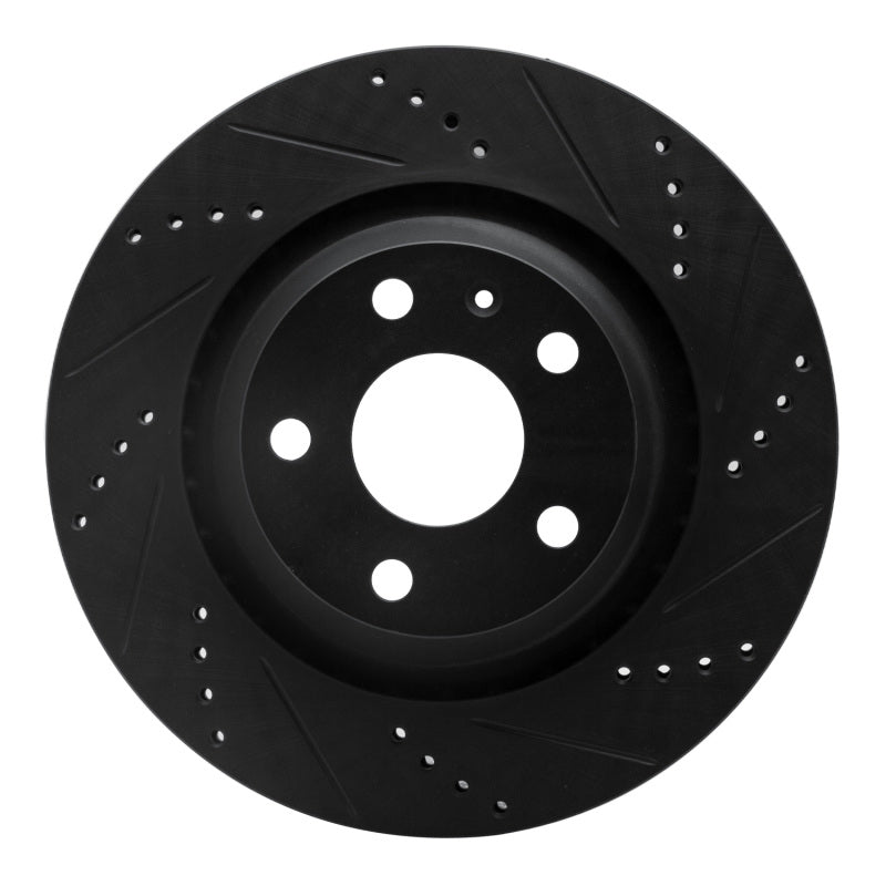 R1 Concepts 08-15 Audi TT Quattro RS Rear Right Drilled & Slotted Black Brake Rotor