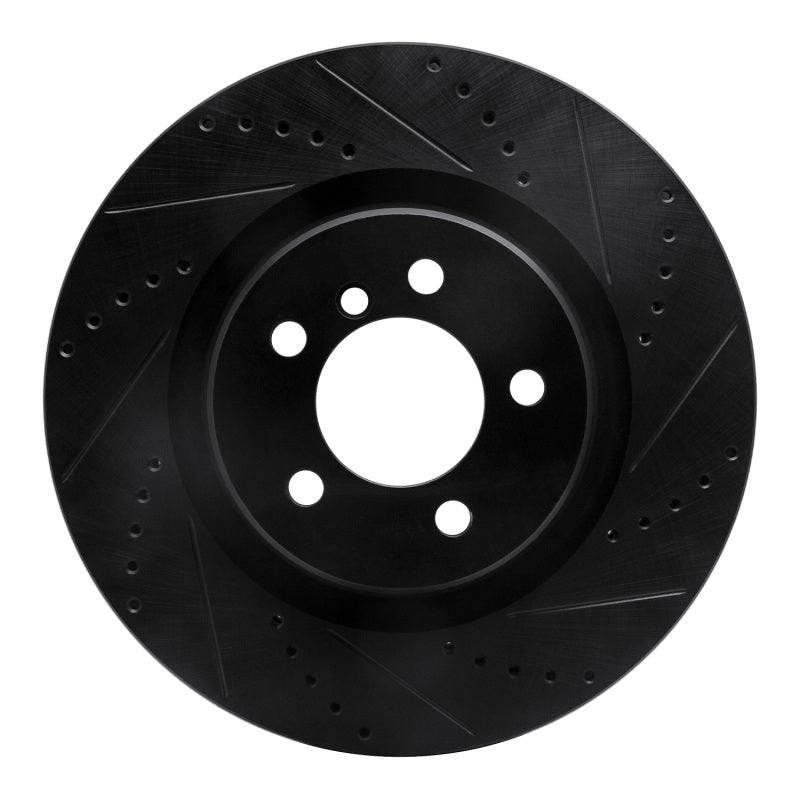R1 Concepts 06-12 Land Rover Range Rover Front Right Drilled & Slotted Black Brake Rotor