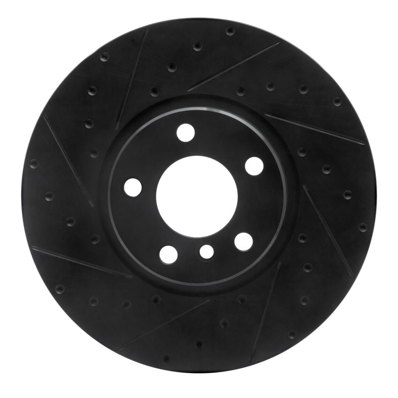 R1 Concepts 16-18 BMW X4 Left Front Drilled & Slotted Black Brake Rotor