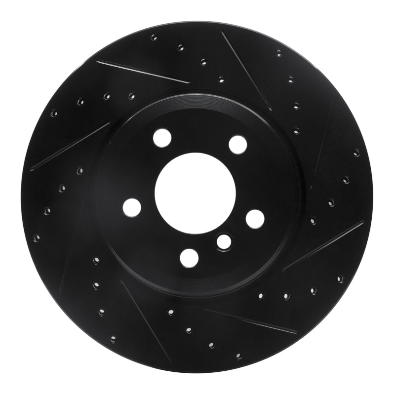 R1 Concepts 07-19 BMW X6 Rear Right Drilled & Slotted Black Brake Rotor
