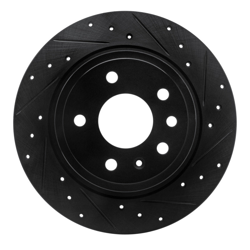 R1 Concepts 99-10 Saab 9-5 Rear Right Drilled & Slotted Black Brake Rotor