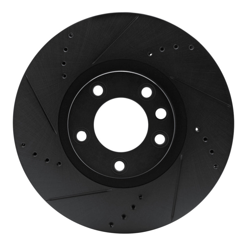 R1 Concepts 11-18 Porsche Cayenne Right Front Drilled & Slotted Black Brake Rotor