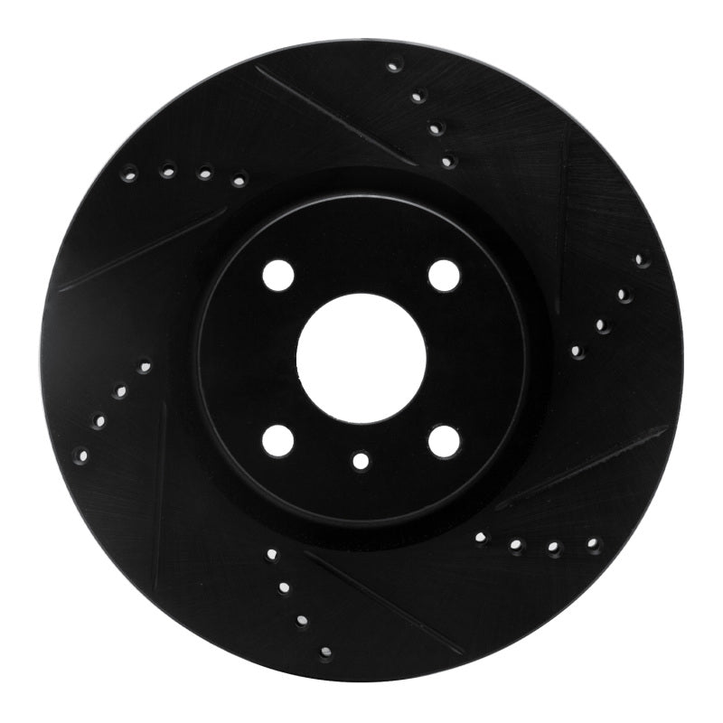 R1 Concepts 2016-2025 Fiat 124 Spider Front Right Drilled & Slotted Black Brake Rotor
