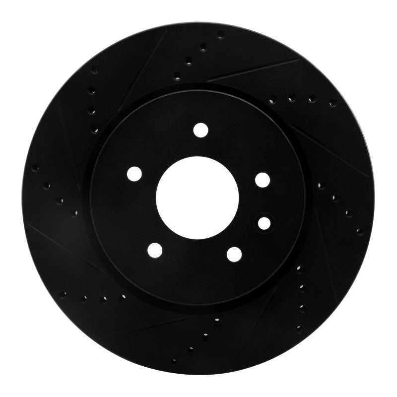 R1 Concepts 00-06 Jaguar XJR Rear Left Drilled & Slotted Black Brake Rotor