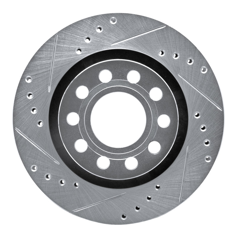R1 Concepts 04-05 Audi ALLROAD Rear Left Drilled & Slotted Silver Brake Rotor