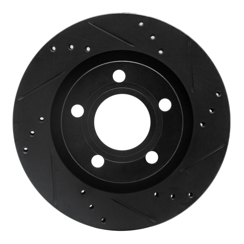 R1 Concepts 00-03 Audi A8 Rear Right Drilled & Slotted Black Brake Rotor