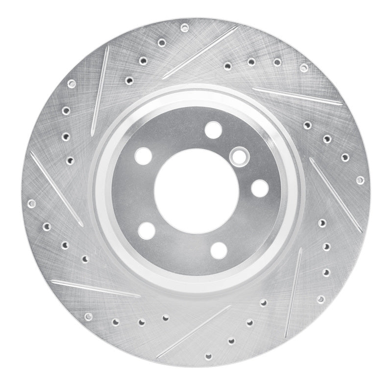 R1 Concepts 07-15 BMW 335XI Front Left Drilled & Slotted Silver Brake Rotor