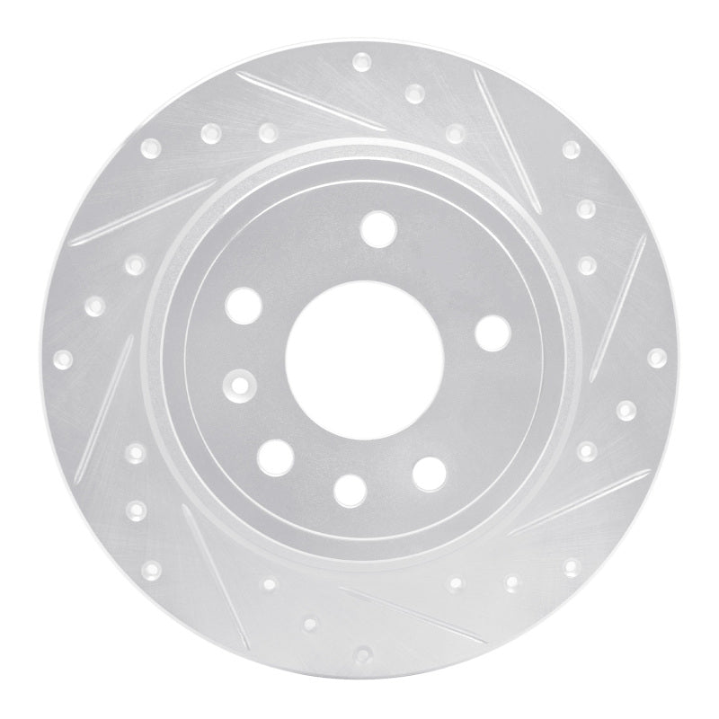 R1 Concepts 99-10 Saab 9-5 Rear Right Drilled & Slotted Silver Brake Rotor