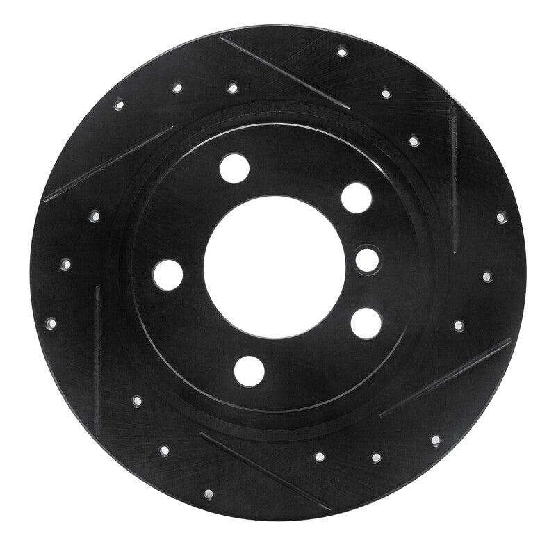 R1 Concepts 2013-2016 Mini Cooper Countryman Rear Right Drilled & Slotted Black Brake Rotor