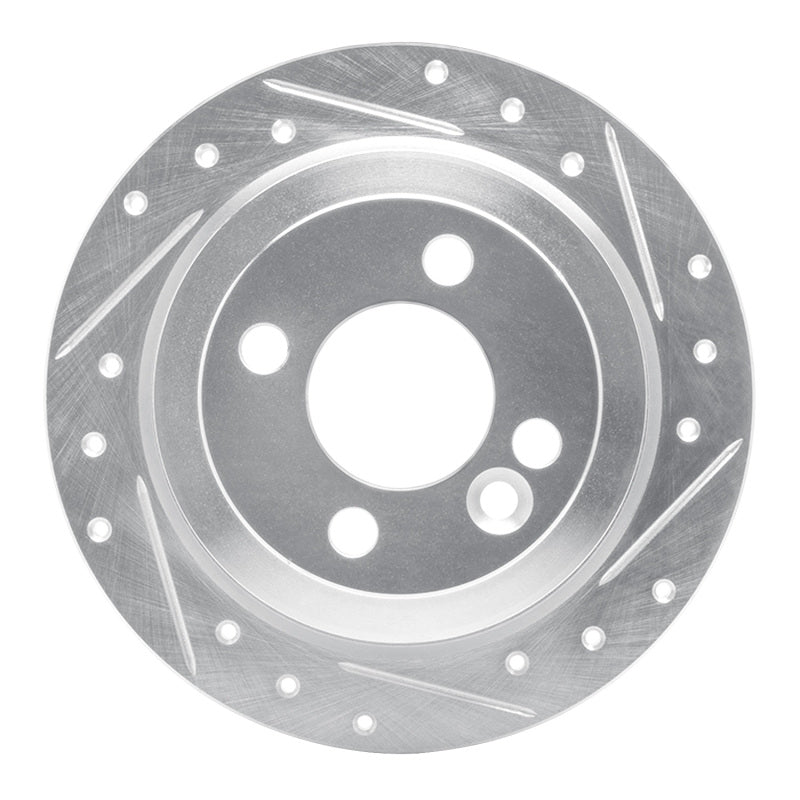 R1 Concepts 02-15 Mini Cooper Clubman Rear Right Drilled & Slotted Silver Brake Rotor