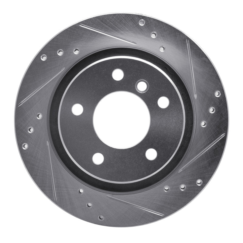 R1 Concepts 99-06 BMW 323I Rear Right Drilled & Slotted Silver Brake Rotor