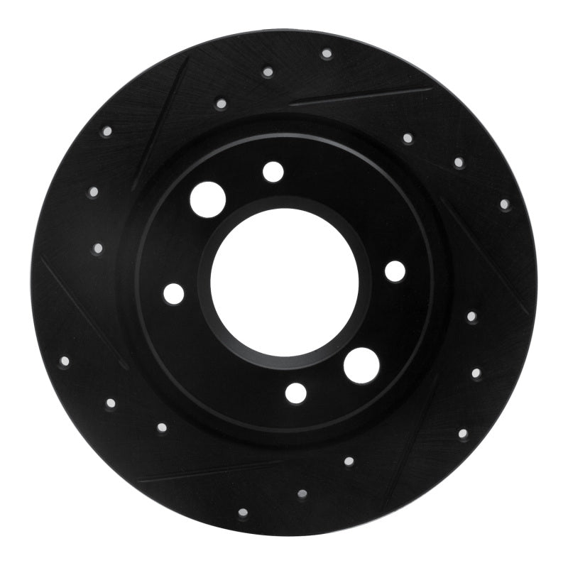 R1 Concepts 71-89 Peugeot 604 Rear Left Drilled & Slotted Black Brake Rotor