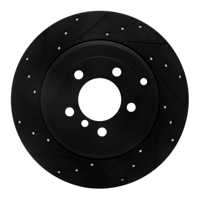 R1 Concepts 03-05 Land Rover Range Rover Rear Left Drilled & Slotted Black Brake Rotor