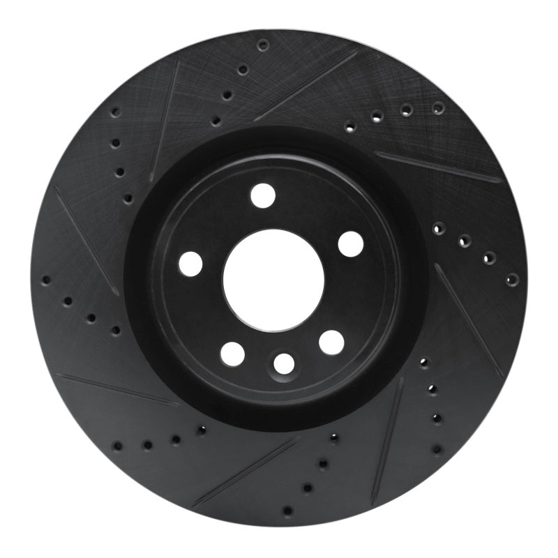 R1 Concepts 20-20 Jaguar F-Pace Front Left Drilled & Slotted Black Brake Rotor