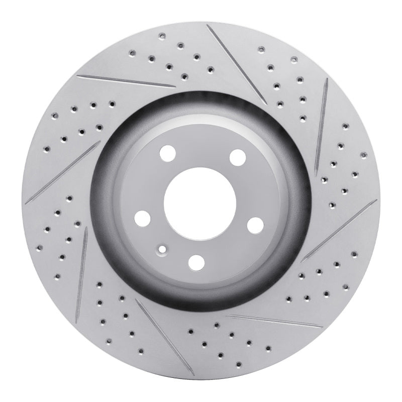 R1 Concepts 05-11 Audi A6 Quattro Front Right Drilled & Slotted Geo-Carbon Rotor