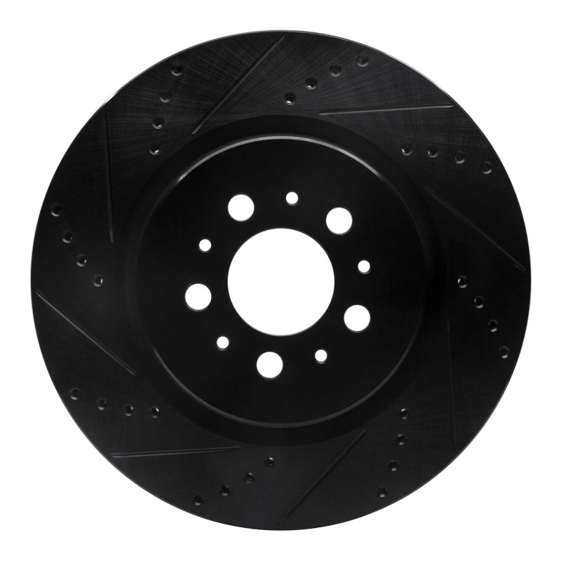 R1 Concepts 04-07 Volvo V70 Rear Left Drilled & Slotted Black Brake Rotor