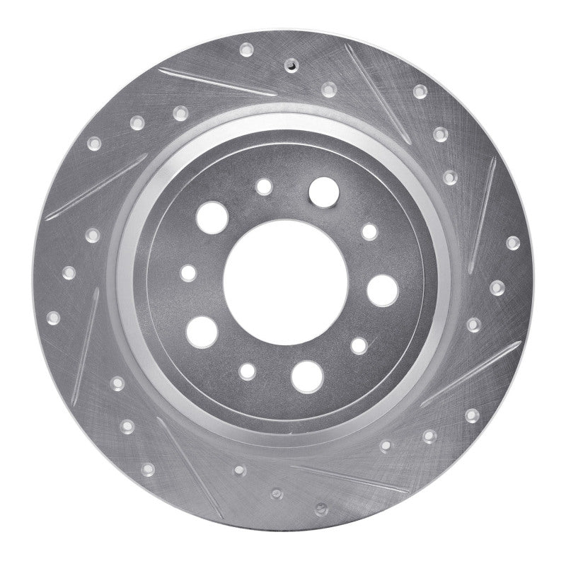 R1 Concepts 99-09 Volvo S80 Rear Right Drilled & Slotted Silver Brake Rotor