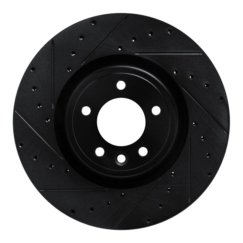 R1 Concepts 18-24 Land Rover Discovery Front Left Drilled & Slotted Black Brake Rotor