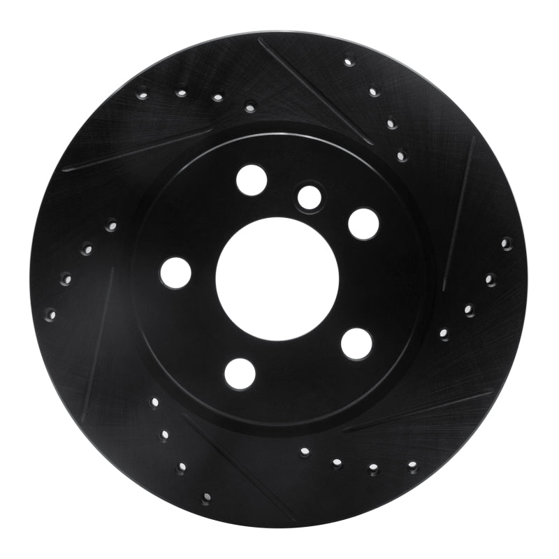 R1 Concepts 14-24 Mini Cooper (Excl Clubman) Front Right Drilled & Slotted Black Brake Rotor