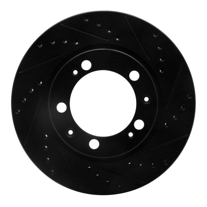 R1 Concepts 86-91 Porsche 944 Except Turbo Left Front Drilled & Slotted Black Brake Rotor