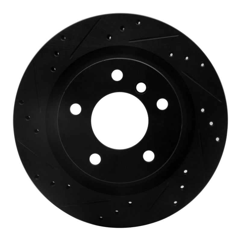 R1 Concepts 08-13 BMW 128I Rear Left Drilled & Slotted Black Brake Rotor