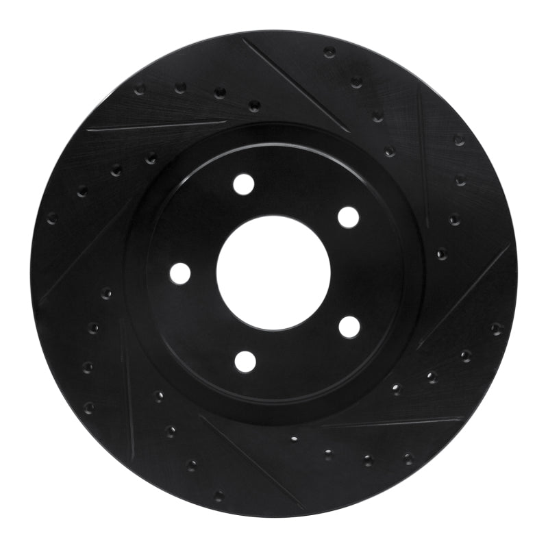 R1 Concepts 98-06 Jaguar XKR Front Right Drilled & Slotted Black Brake Rotor