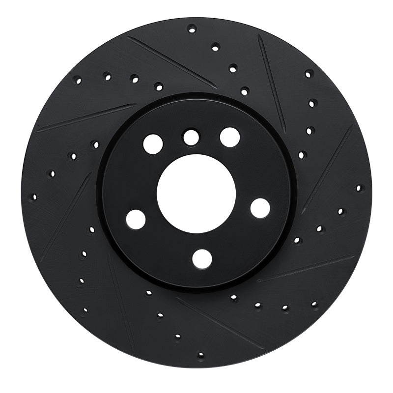 R1 Concepts 16-24 Mini Cooper (Excl Clubman) Front Right Drilled & Slotted Black Brake Rotor