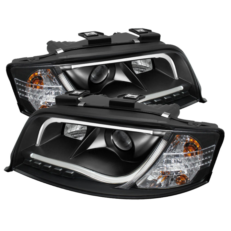 Spyder Audi A6 02-04 Projector Headlights Halogen ModelLight Tube DRL Blk PRO-YD-ADA601-LTDRL-BK