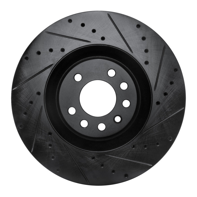 R1 Concepts 08-11 Saab 9-3 Front Right Drilled & Slotted Black Brake Rotor