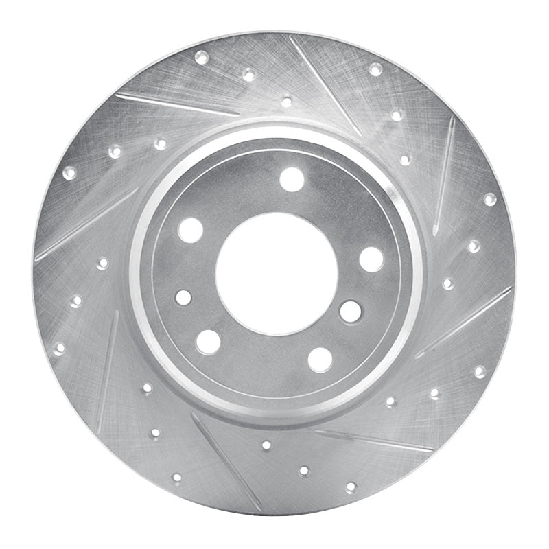 R1 Concepts 91-01 BMW 850I Rear Right Drilled & Slotted Silver Brake Rotor