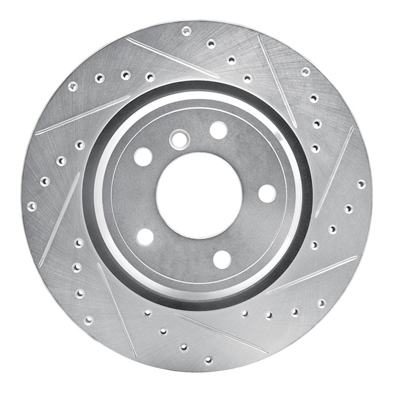 R1 Concepts 95-03 BMW 750IL Rear Right Drilled & Slotted Silver Brake Rotor