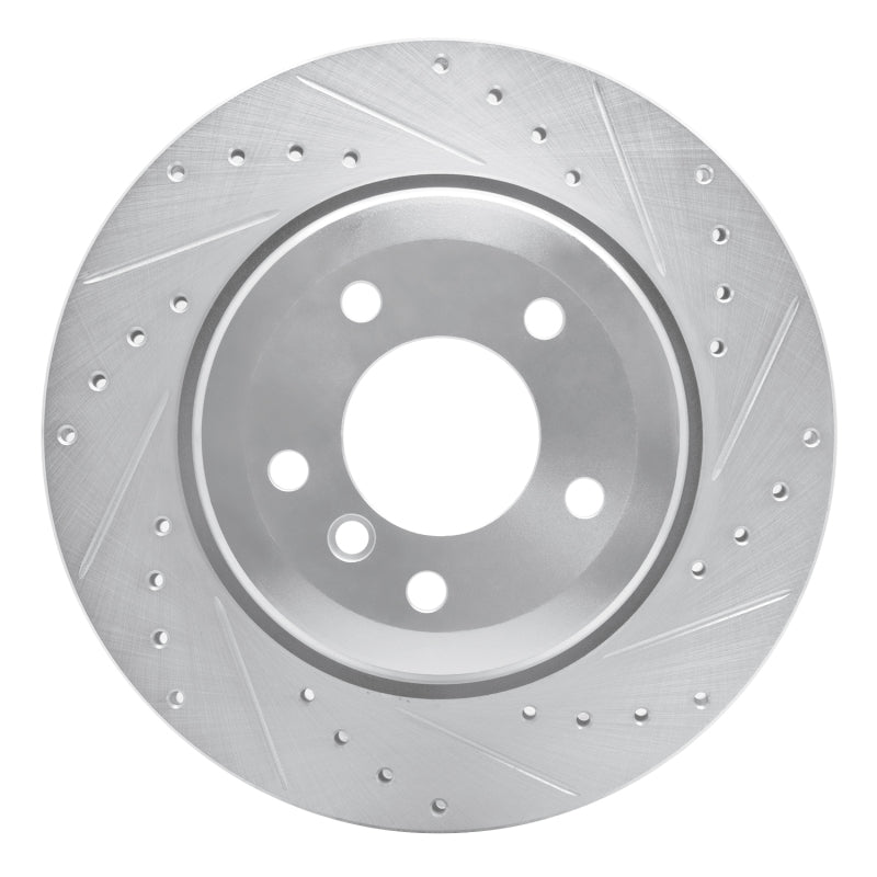 R1 Concepts 04-10 BMW 528I Rear Right Drilled & Slotted Silver Brake Rotor