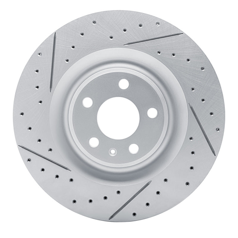 R1 Concepts 17-26 Audi S7 Rear Left Drilled & Slotted Geo-Carbon Rotor