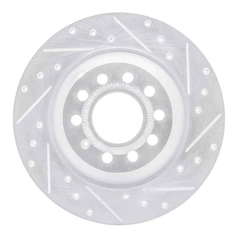 R1 Concepts 05-11 Audi A6 Quattro Rear Right Drilled & Slotted Silver Brake Rotor