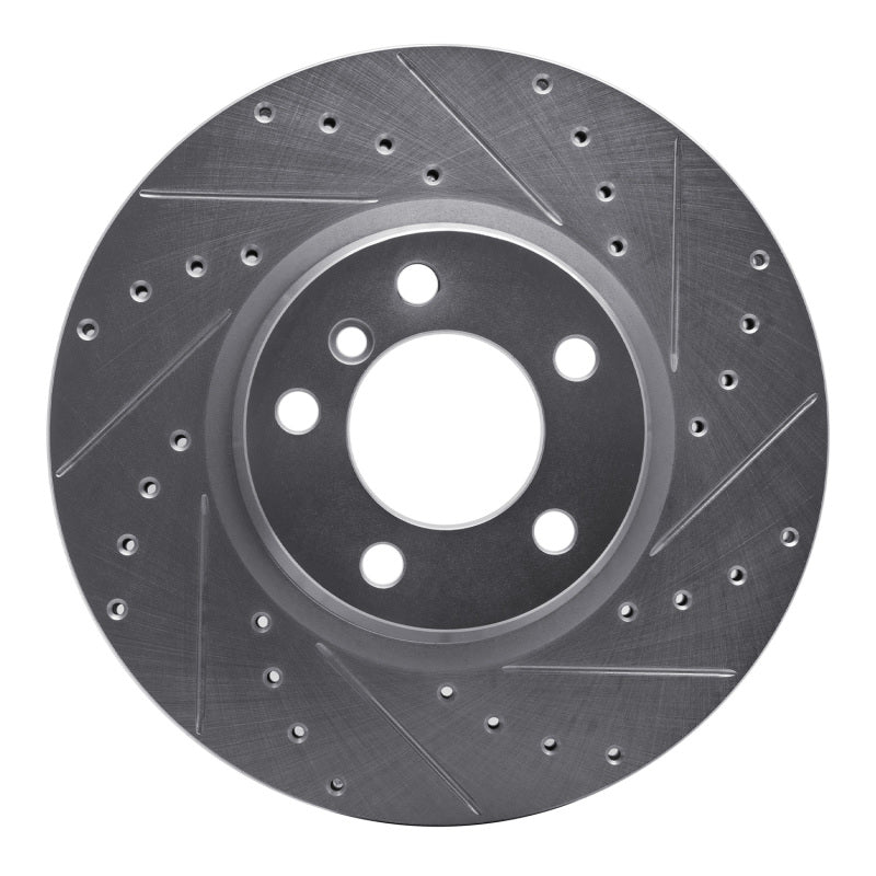 R1 Concepts 12-18 BMW 330e Front Right Drilled & Slotted Silver Brake Rotor