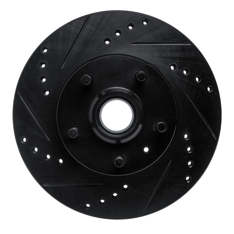 R1 Concepts 82-87 Volvo 740 Front Left Drilled & Slotted Black Brake Rotor