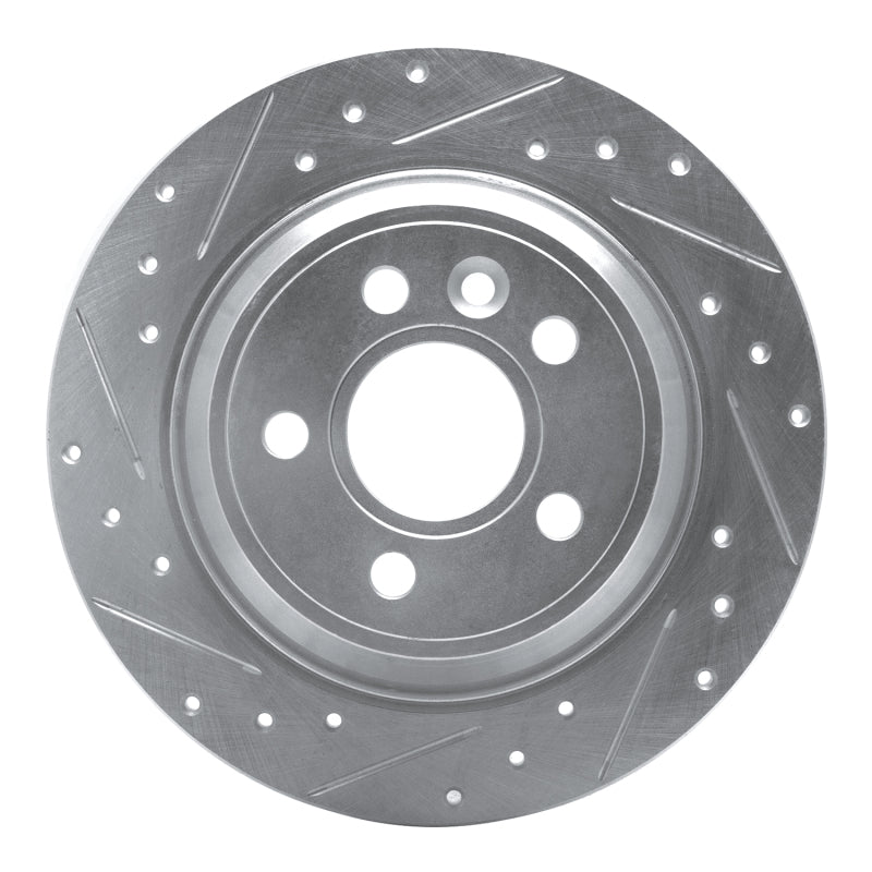 R1 Concepts 07-10 Volvo S80 Rear Left Drilled & Slotted Silver Brake Rotor