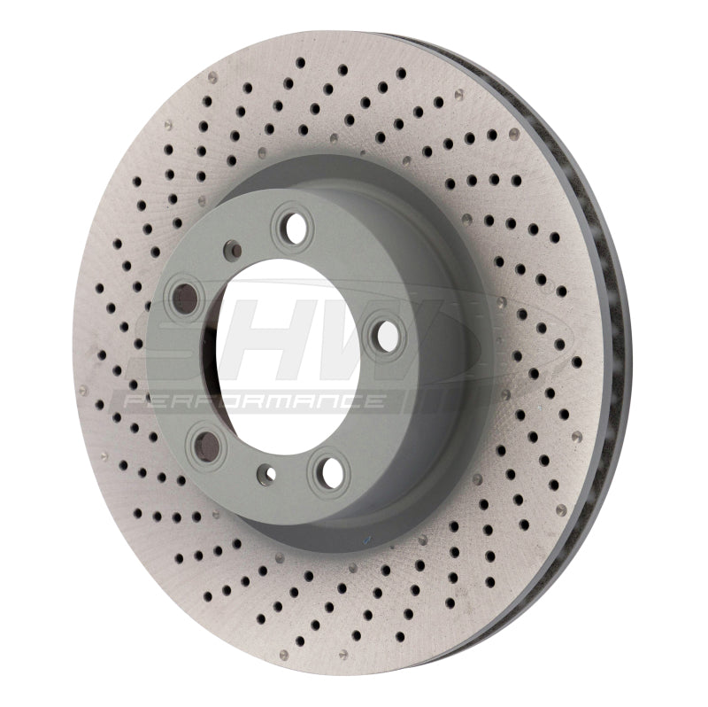 SHW Performance 09-16 Porsche 911 Carrera w/o Ceramic Brake Left Front Drill-Dimp MB Brake Rotor (99735140101)