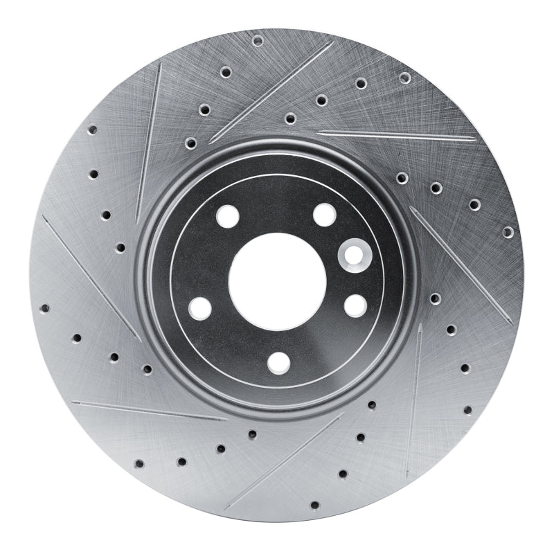 R1 Concepts 16-24 Jaguar XF Front Left Drilled & Slotted Silver Brake Rotor