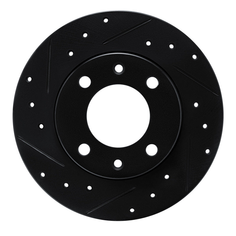 R1 Concepts 89-91 Peugeot 405 Rear Left Drilled & Slotted Black Brake Rotor