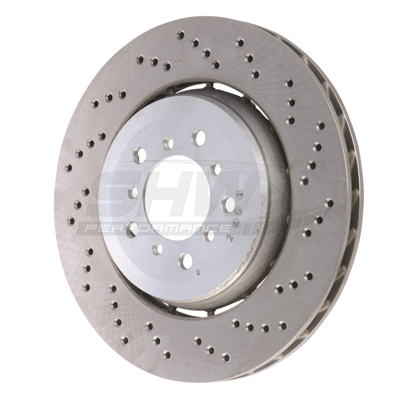 SHW Performance 05-06 BMW M3 3.2L Right Front Cross-Drilled Lightweight Brake Rotor (34112282446)