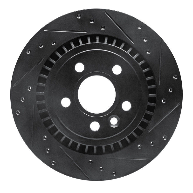 R1 Concepts 07-18 Volvo S60 Rear Right Drilled & Slotted Black Brake Rotor
