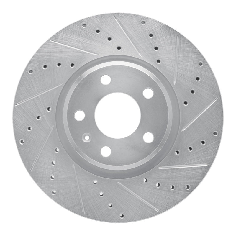 R1 Concepts 11-17 Audi A5 Front Right Drilled & Slotted Silver Brake Rotor