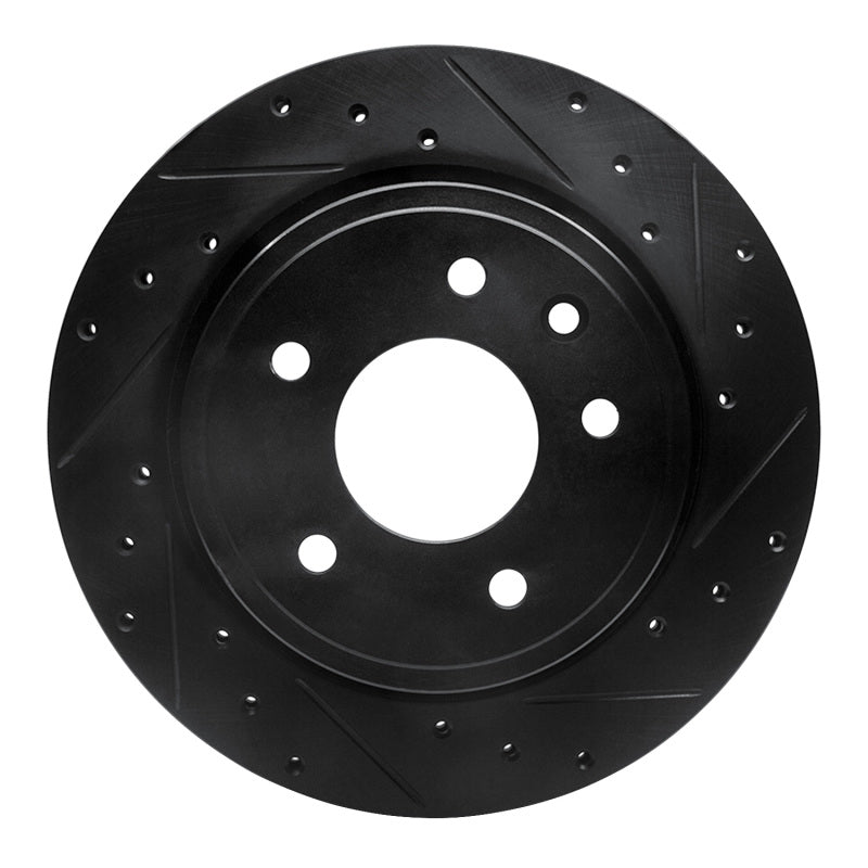 R1 Concepts 95-06 Jaguar XJR Rear Right Drilled & Slotted Black Brake Rotor