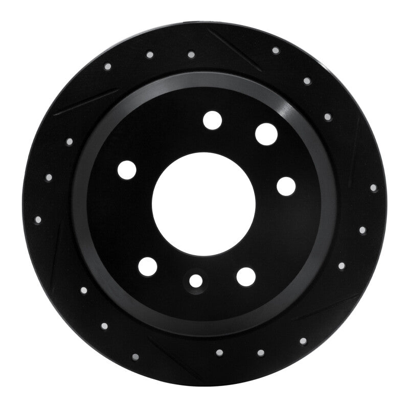 R1 Concepts 86-89 Jaguar XJ12 Rear Right Drilled & Slotted Black Brake Rotor